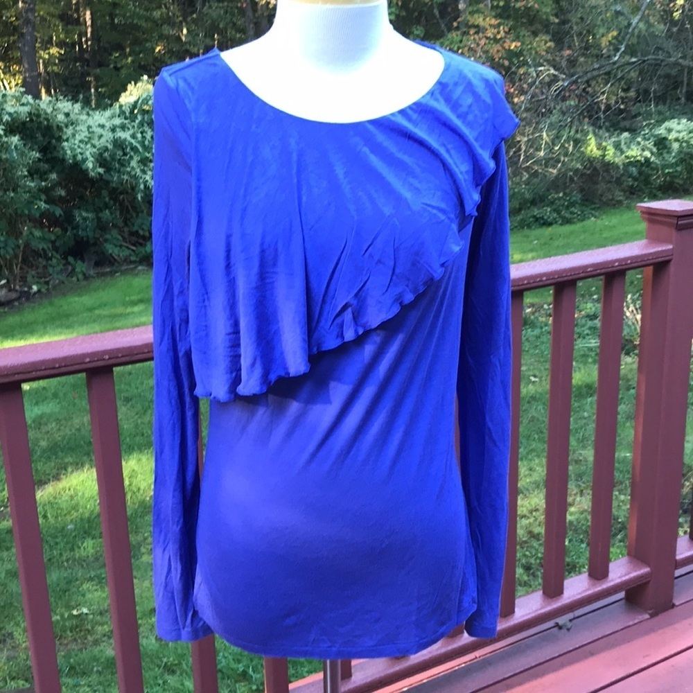NWT! Ralph Lauren sport large blue ruffled long sleeve top.